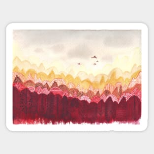 Warm Fall embraces Abstract forest watercolor pattern Sticker